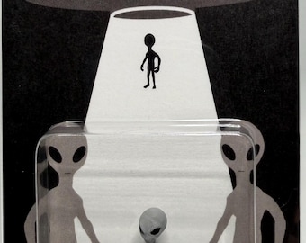 Art Deco Alien Miniature Figure: Believe, UFO Abduction Diorama, Cryptid Craftwork