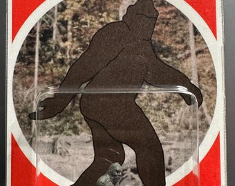 Bigfoot Miniature Figure: Sasquatch, Yeti, Cryptid Craftwork, Red Retro Card