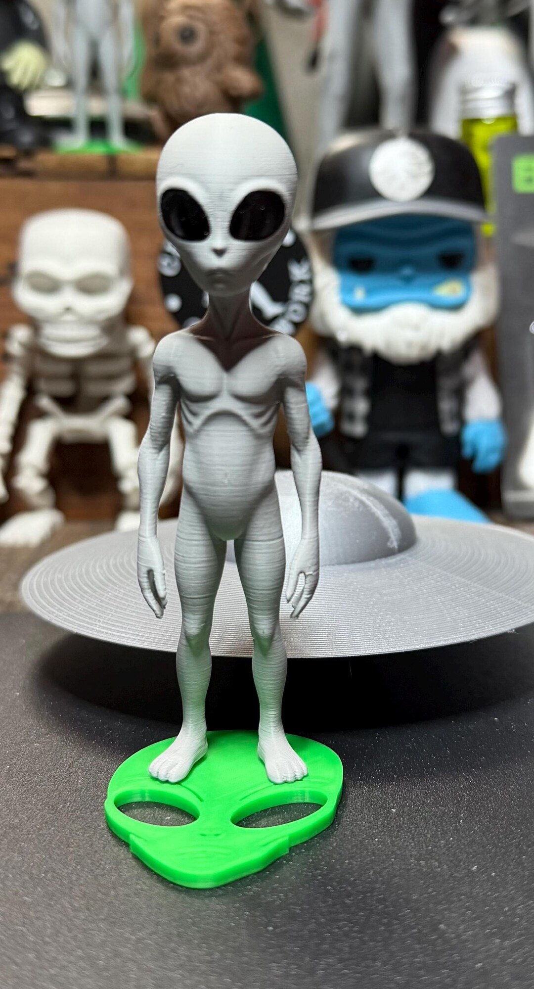 Grey Alien 3.75" Loose UFO Figure Only With Stand - Cryptid Craftwork ...