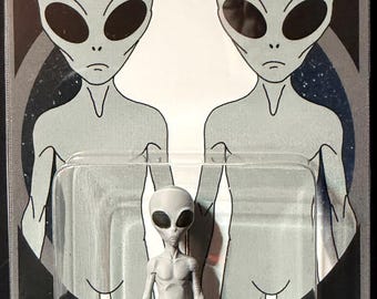 Grey Alien Miniature Custom Carded 2” Figure UFO Believe Edition Version 2