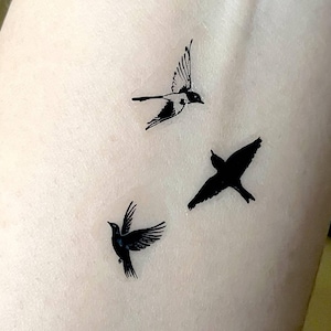 Temporary tattoo sheet Flying Birds, Bird Tattoos, Tiny Tattoos, Birds tiny tattoos, Unique Temporary tattoo, Bird Motives, Black Tattoos