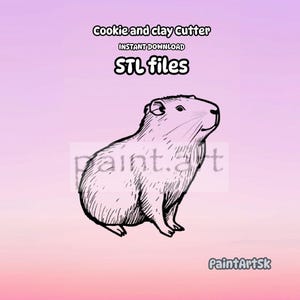 Capybara Shape Cookie Cutter STL File Instant Download, STL Cookie Cutter File, Clay Cutter File, STL files, Capybara, 5 sizes