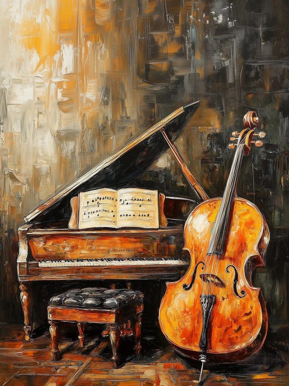 Piano and Violoncello Printable Art, Digital Files,music Wall Art