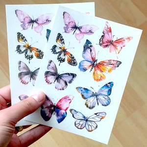 Hoja de tatuaje temporal Mariposas de acuarela, tatuajes temporales, tatuaje de mariposa, estilo boho, tatuajes coloridos para mujeres, tatuajes para niños
