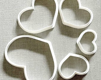Heart Cookie Cutter Set of 5, PLA Plastic, Fondant Pottery Tool