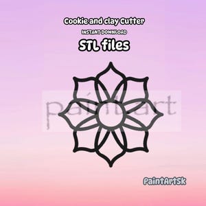 Flower Shape Imprint Cookie Cutter STL File Instant Download, more sizes, imprint, shape, Flower Cookie cutter, Clay Cutter File, Flower,STL