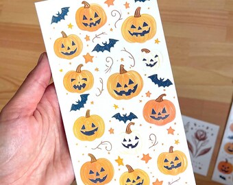 Halloween Temporary Tattoo Sheet, Pumpkins, Bats, Stars