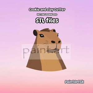 Capybara Shape Cookie Cutter STL File Instant Download, STL Cookie Cutter File, Clay Cutter File, STL files, Capybara, 5 sizes