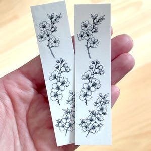 Temporary tattoo sheet Cherry Blossom, Blossom Tattoos, Tiny Tattoos, Floral tattoo,Twig Cherry Blossom, Monochrome Black, Flower Tattoo