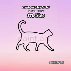 Walking Cat Shape Cookie Cutter STL File Instant Download, 5 sizes, cat, cat shape, Clay Cutter File, STL files, Animal cookie cutter, Cat