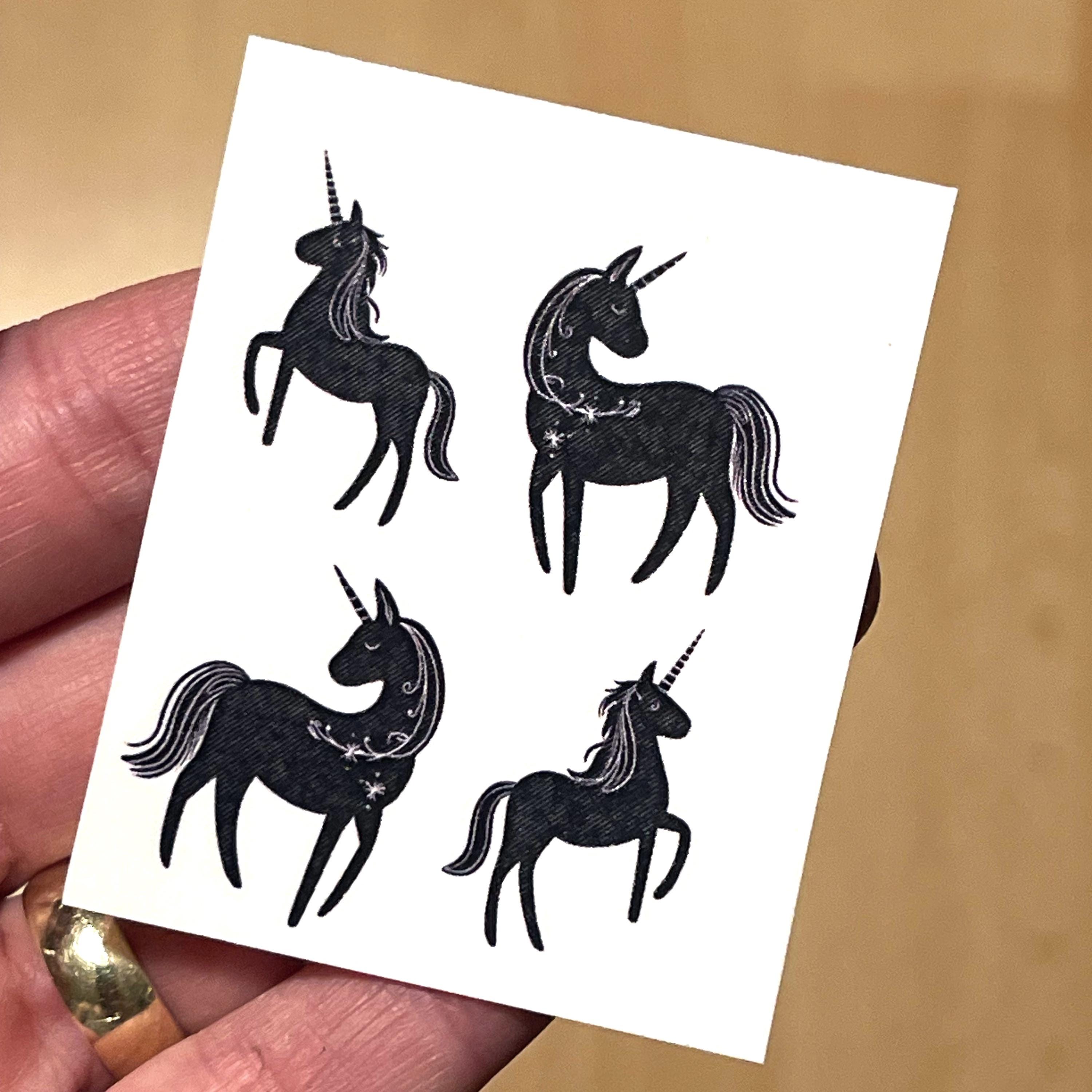 Pequeño tatuaje de unicornio - Etsy México, image size:3000x3000