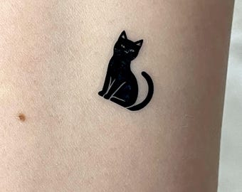 Tatuaje temporal de gato negro pequeño (9-11 gatos)