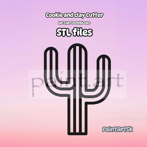 Cactus Shape Cookie Cutter STL File Instant Download, 5 sizes, Cactus , Cactus Cookie Cutter, Clay, STL files, Floral cookie cutter,STL,file