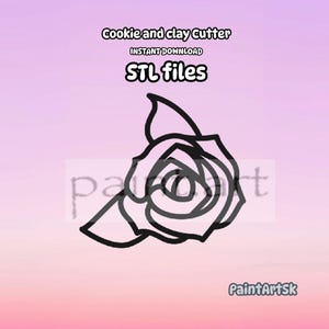 Rose Shape Imprint Cookie Cutter STL File Instant Download, 6 sizes, imprint, shape, Rose Cookie cutter, Clay Cutter File, Rainbow, Flower