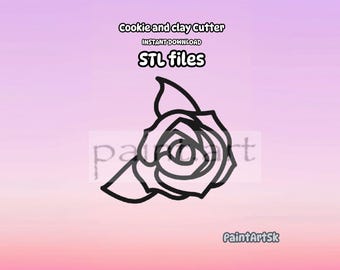 Rose Cookie Cutter STL File, Floral Clay Cutter (Digital Download)