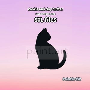 Sitting Cat Shape Cookie Cutter STL File Instant Download, 5 sizes, cat, cat shape, Clay Cutter File, STL files, Animal cookie cutter, Cat