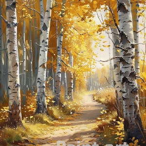 Birch Grove Printable Art, Digital Artwork, Birch Forrest Wall Art, Home Decor, Digital Download Painting, Birches, Trees, Forrest, Download