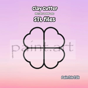 Clover Polymer Clay Cutter STL file, Shape, Earring Cutter, Cookie Cutter, STL File Instant Download, Clover Cookie cutter, molds, Fondant