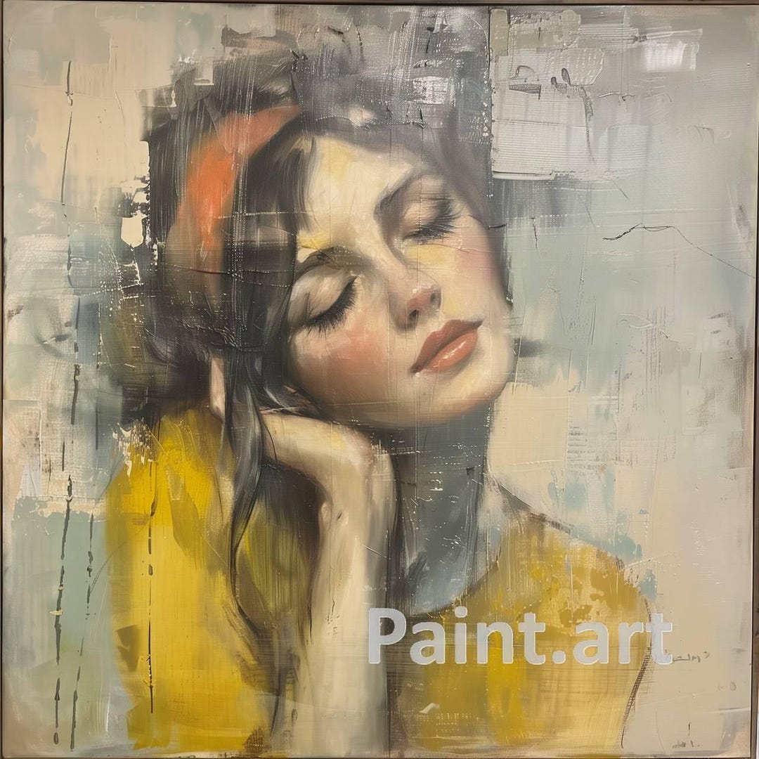 Retro Woman Portrait Art Print: Vintage Style Home Decor (digital ...