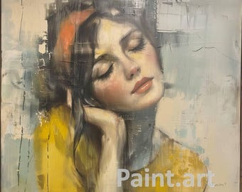 Retro Woman Portrait Art Print: Vintage Style Home Decor (Digital Download)