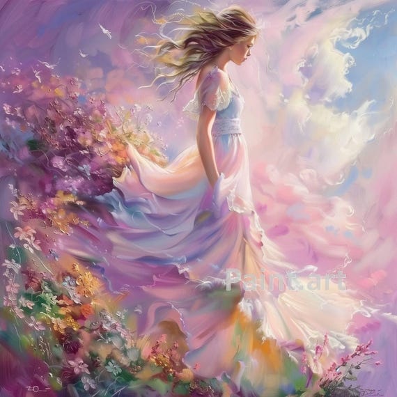 Woman in Clouds Art Print, Abstract Style Decor (digital Print) - Etsy