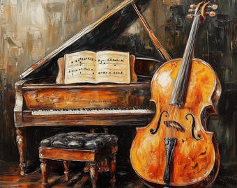 Piano and Violoncello Printable Art, Digital Files,music Wall Art