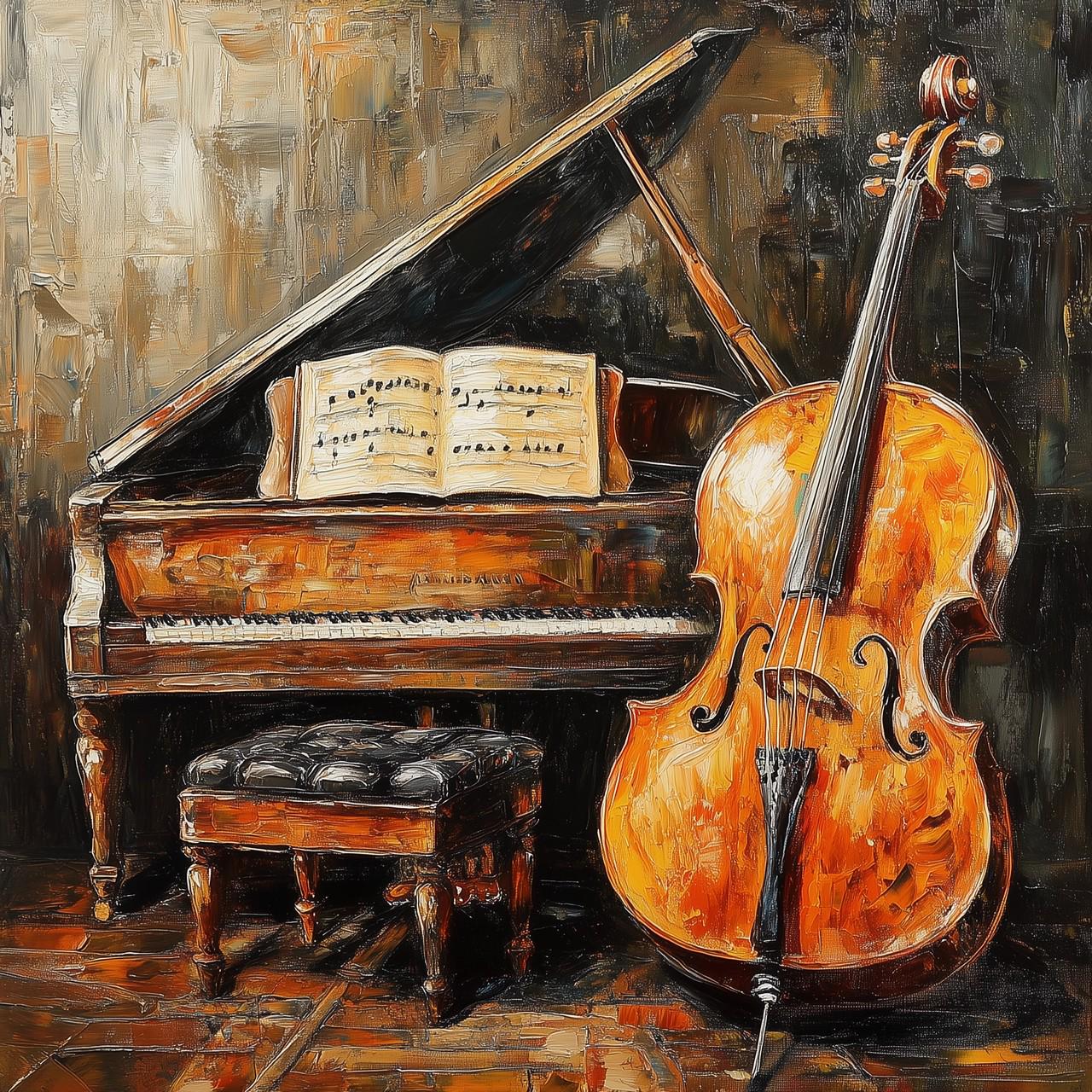 Piano and Violoncello Printable Art, Digital Files,music Wall Art