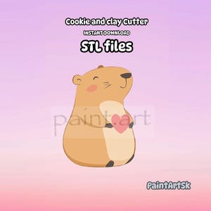 Capybara Shape Cookie Cutter STL File Instant Download, STL Cookie Cutter File, Clay Cutter File, STL files, Capybara, 5 sizes