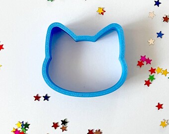 Tagliabiscotti a forma di testa di gatto, in plastica PLA ecologica, per fondente e argilla (6,4x4,5 cm)