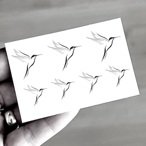 Temporary tattoo sheet Hummingbird, Colibri Tattoos, Tiny Tattoos, Hummingbirds tiny tattoos, Unique Temporary tattoo, Bird Motives, Black
