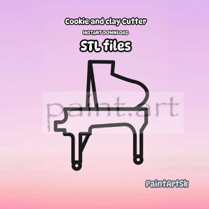 Piano Shape Cookie Cutter STL File Instant Download, Clay Cutter, Piano Cookie Cutter STL, 5 sizes, Concert Piano, Imprint, Shape, Music,STL