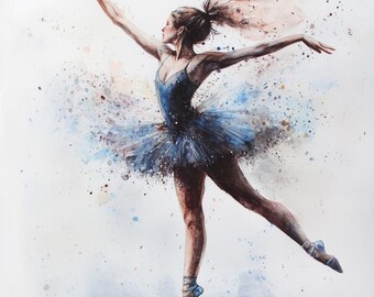 スタジオで踊る女の子のバレリーナの絵画の壁アート デジタル