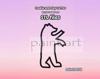 Tagliabiscotti a forma di orso, file STL per stampa 3D, due dimensioni (download digitale)
