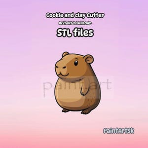 Capybara Shape Cookie Cutter, STL File Download, STL Cookie Cutter File, Clay Cutter File, 5 STL files, Capybara, 5 sizes, Kapybara, Cute