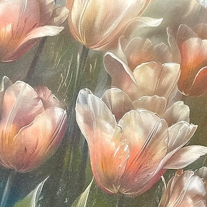 Art Print Tulips, Wall Art, Vintage Flowers Painting, Unique Home Decor, Printed Unframed, High Quality Printing, Tulip Flower, Spring