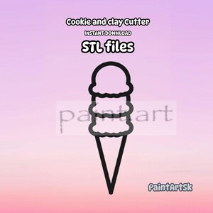 Ice Cream Shape Cookie Cutter STL File Instant Download, 5 sizes, Ice Cream, Summer, IceCream cutter, Clay Cutter File, Ice Cream STL files