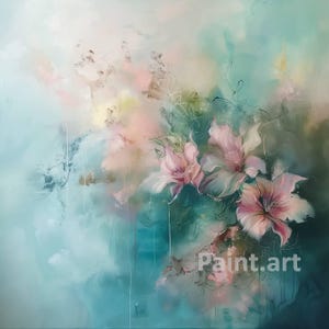 Flowers - Abstract Printable Art, Digital Art, Wall Art, Home Decor, Digital Download Painting, Romantic Vinatge Style, Blooming Flowers