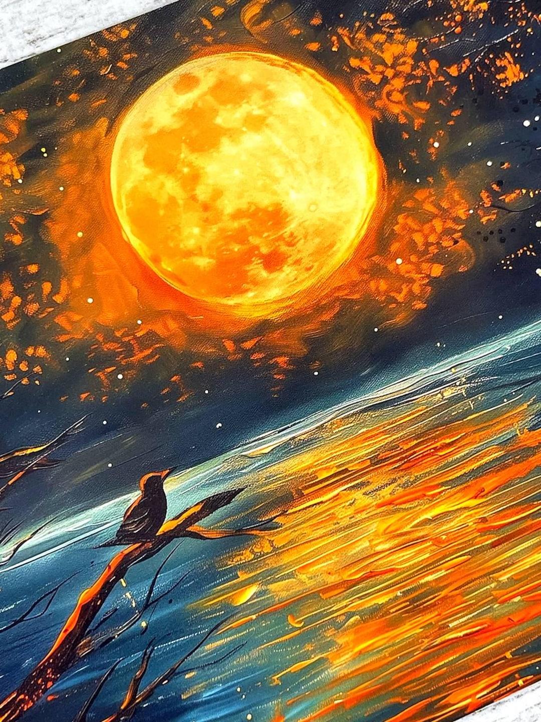 Art Print Full Moon, Wall Art, Moon Painting, Unique Home Decor ...