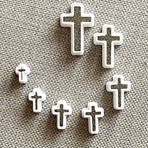 Tagliabiscotti a forma di croce, tagliabiscotti a forma di croce in polimero, fimo, cernite, set di 7 tagliabiscotti, fondente, utensili per ceramica, tagliabiscotti per pan di zenzero, stampo a croce