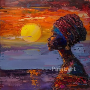 African Woman Abstract printable art, African Wall Art, Home Decor, Printable Digital Art, Unique Digital Painting, African Decor, Africa