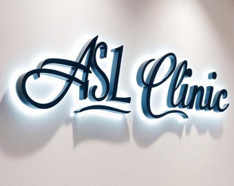 Letrero metálico 3D retroiluminado personalizado para negocios, letras con iluminación LED.