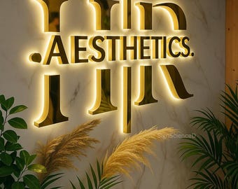 Letrero LED metálico personalizado para salón de belleza / Decoración de pared con logotipo 3D para negocios
