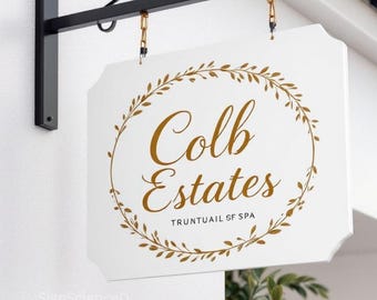 Letrero de hoja de metal personalizado, letrero comercial de doble cara para exteriores