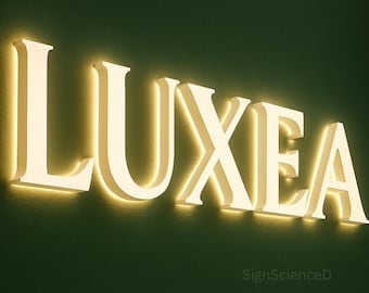 Letrero metálico LED personalizado, logotipo iluminado, señalización retroiluminada.