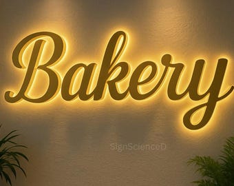 Letrero metálico LED personalizado para negocios, con nombre de empresa iluminado y logotipo de tienda.