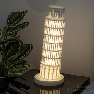 Premium Leaning Tower of Pisa Table Lamp | Unique Lamp | Plug-In Dimmable LED Lamp | Home Decor | Office Decor | Shelf Decor | Travel Gifts