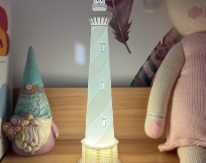 Cape Hatteras Lighthouse Night Lamp | Multicolor LED Mood Nautical Light, Coastal Decor