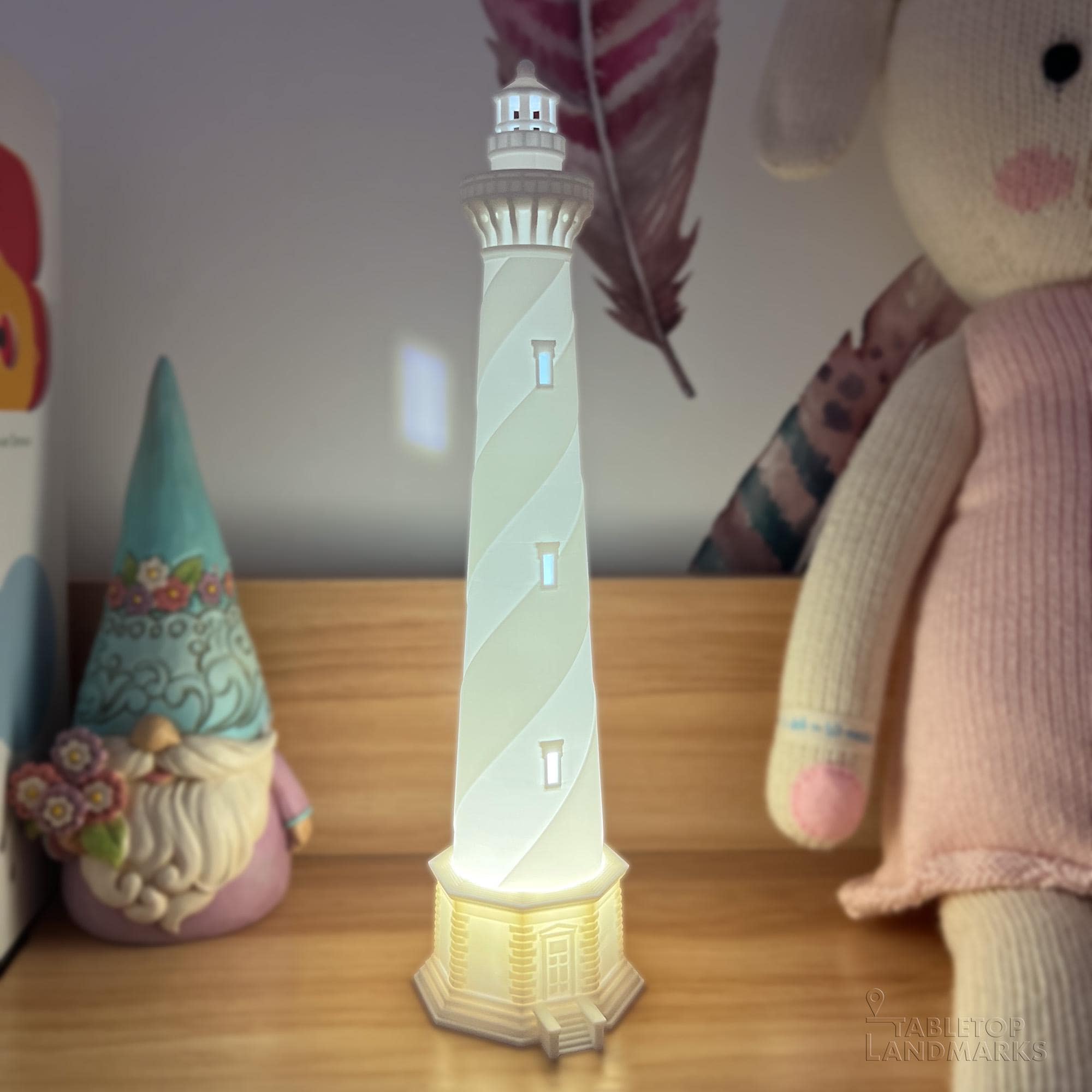 Cape Hatteras Lighthouse Night Lamp | Multicolor LED Mood Lamp with Remote | Outer Banks Coastal Decor | Nautical Accent Lamp