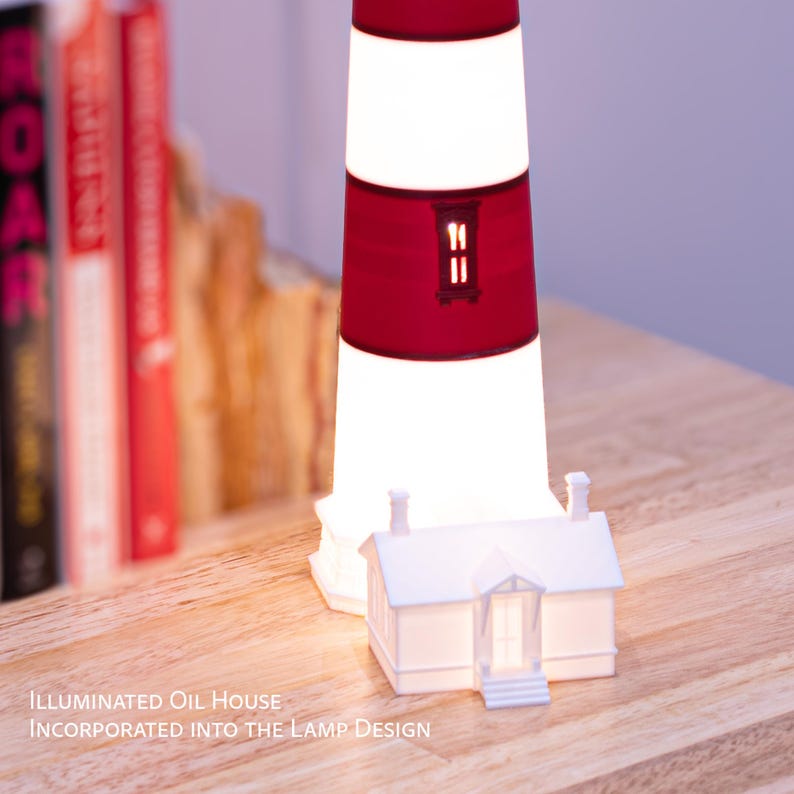 Bodie Island Lighthouse Table Lamp | Red and White | Large - Etsy