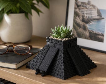 Chichen Itza Pyramid Plant Pot Cover | Mesoamerican Decor